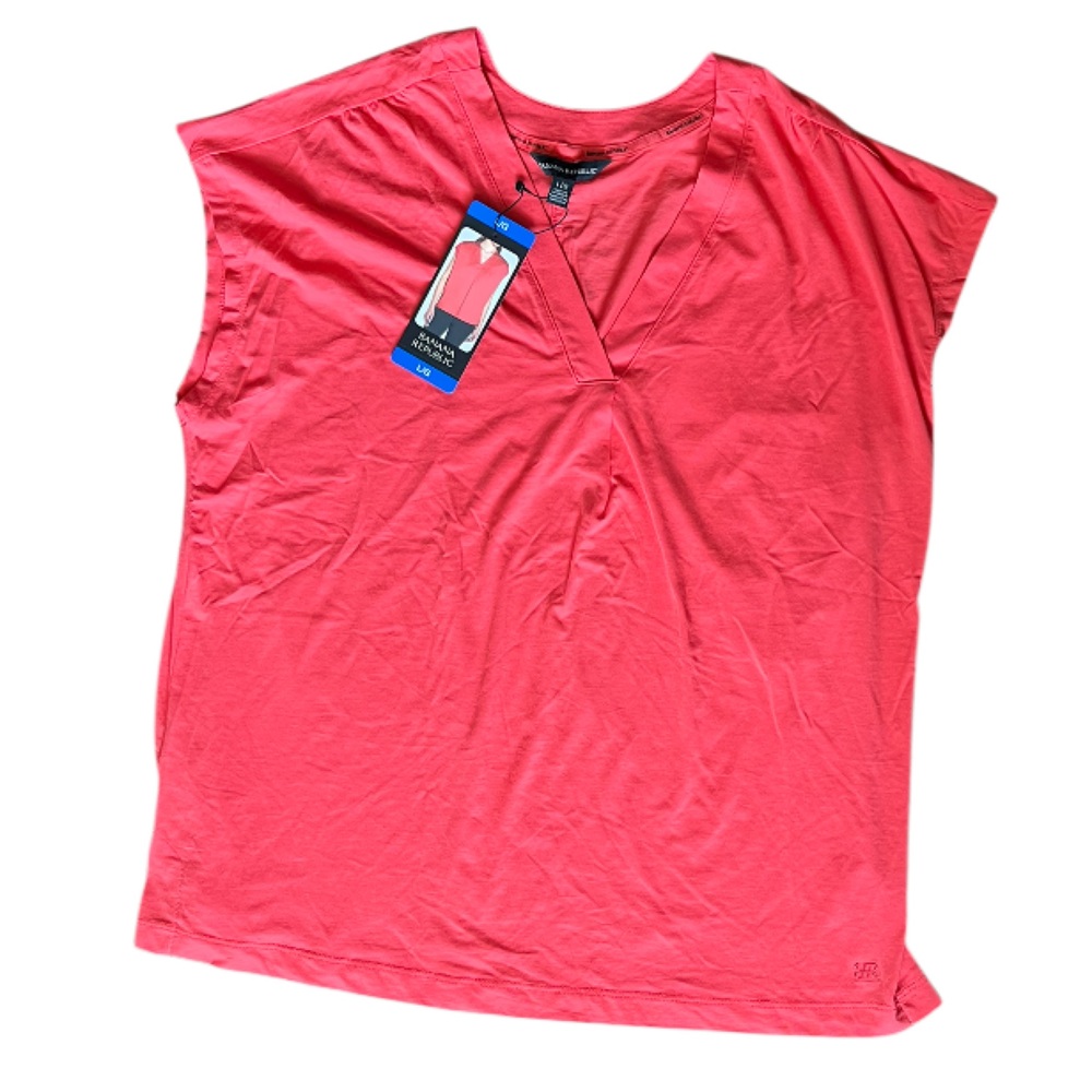 Banana Republic Coral V-Neck Cap Sleeve Blouse - Picture 2 of 7